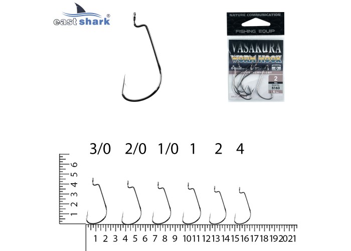 Крючки офсетные NEW EastShark Vasakura 5163  № 2/0