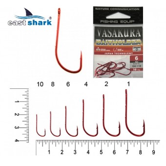 Крючки NEW EastShark Vasakura BAITHOLDER RED № 1 красный (уп/10 шт)