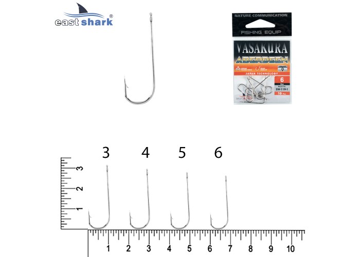 Крючки NEW EastShark Vasakura ABERDEEN NI № 6 (уп/10 шт)